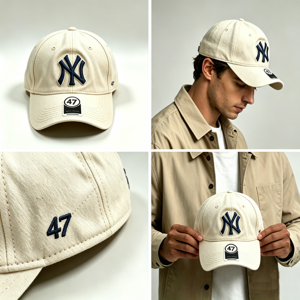 New York Yankees 47FORTY Adjustable Khaki and Blue